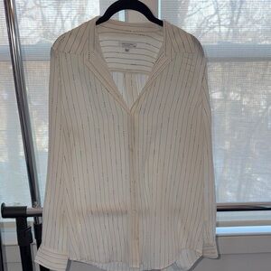 Equipment Black and White Star-Striped Blouse